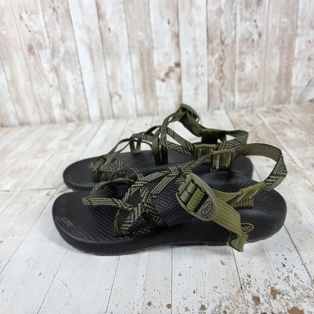Chaco Z/Cloud 2 Womens Sandal Size 9 Olive Green Black Double Strap Toe Loop